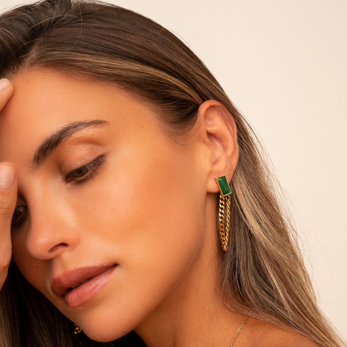 Boucles d'oreilles Chaîne Esmeralda