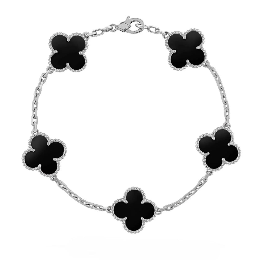 Bracelet Trèfle | Noir/Argent