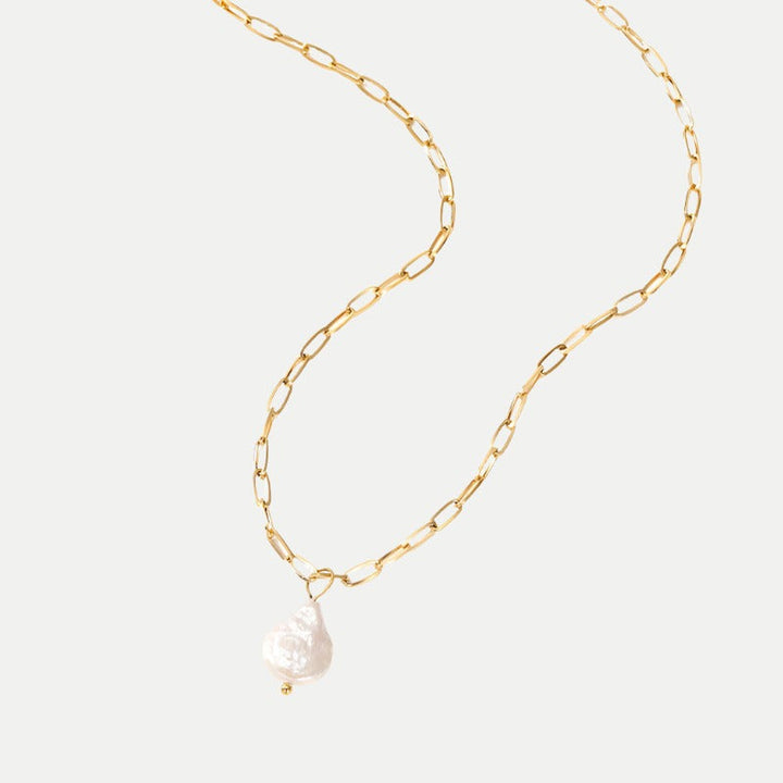 Hanalei Pearl Coin Paper Clip Necklace