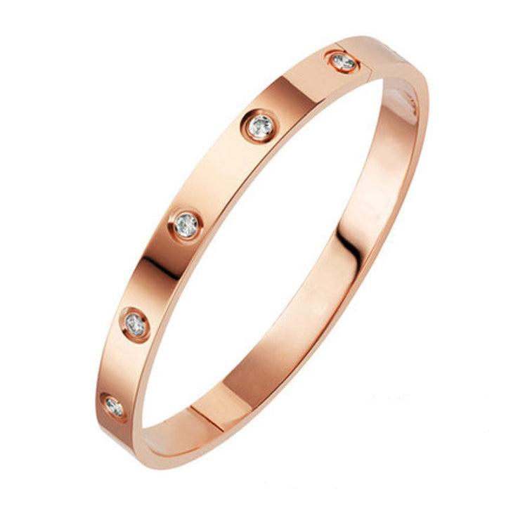 FINET Luxury Bracelet with Zircon | Rose Gold