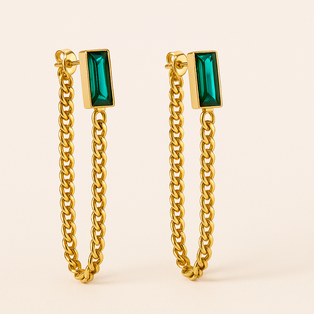 Boucles d'oreilles Chaîne Esmeralda