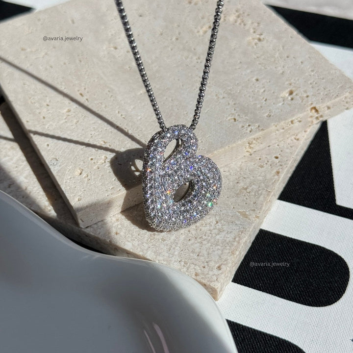 Bubble Initial Diamond Necklace