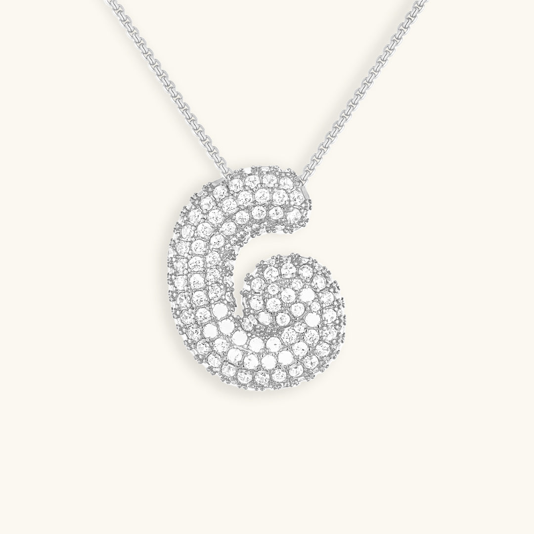 Bubble Initial Diamond Necklace