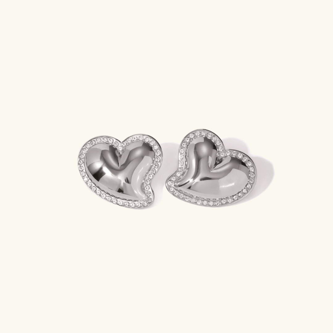 Boucles d'oreilles en or avec coeur de houx