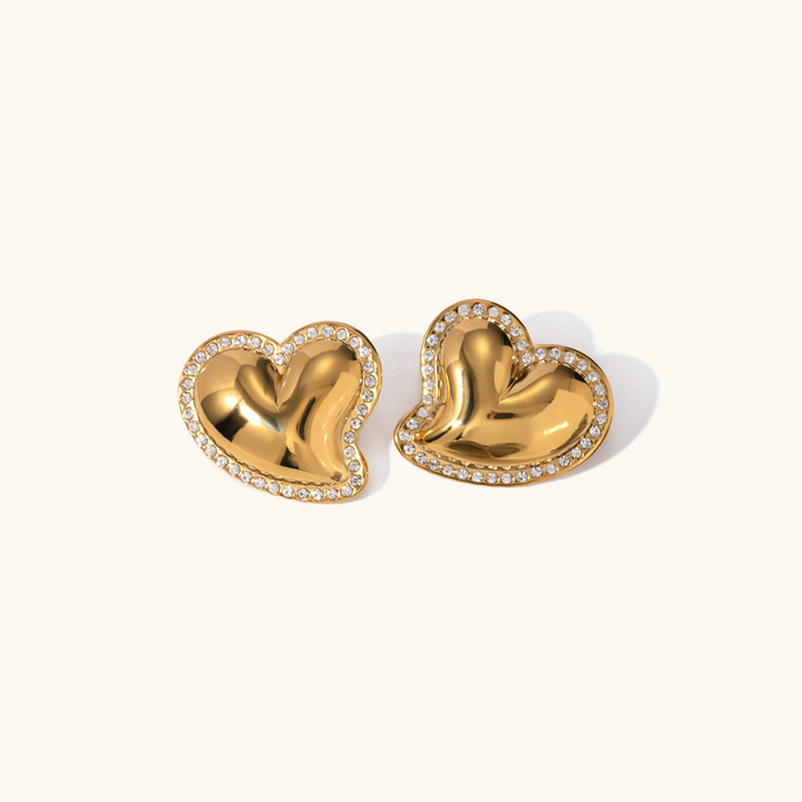 Boucles d'oreilles en or avec coeur de houx