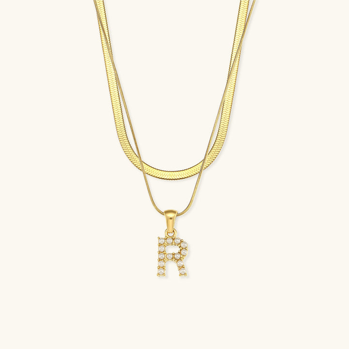 Fiona Layered Gold Initial Letter Necklace