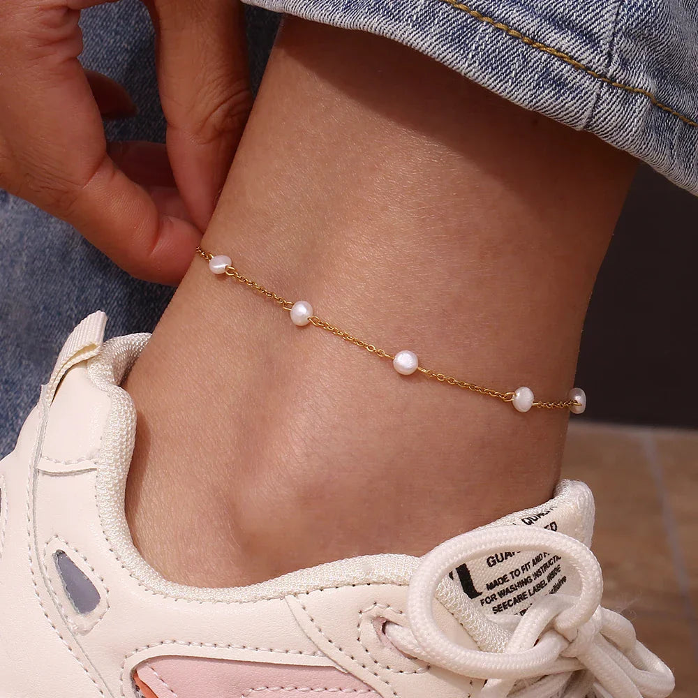 Bracelet de cheville en perles CALI | Or