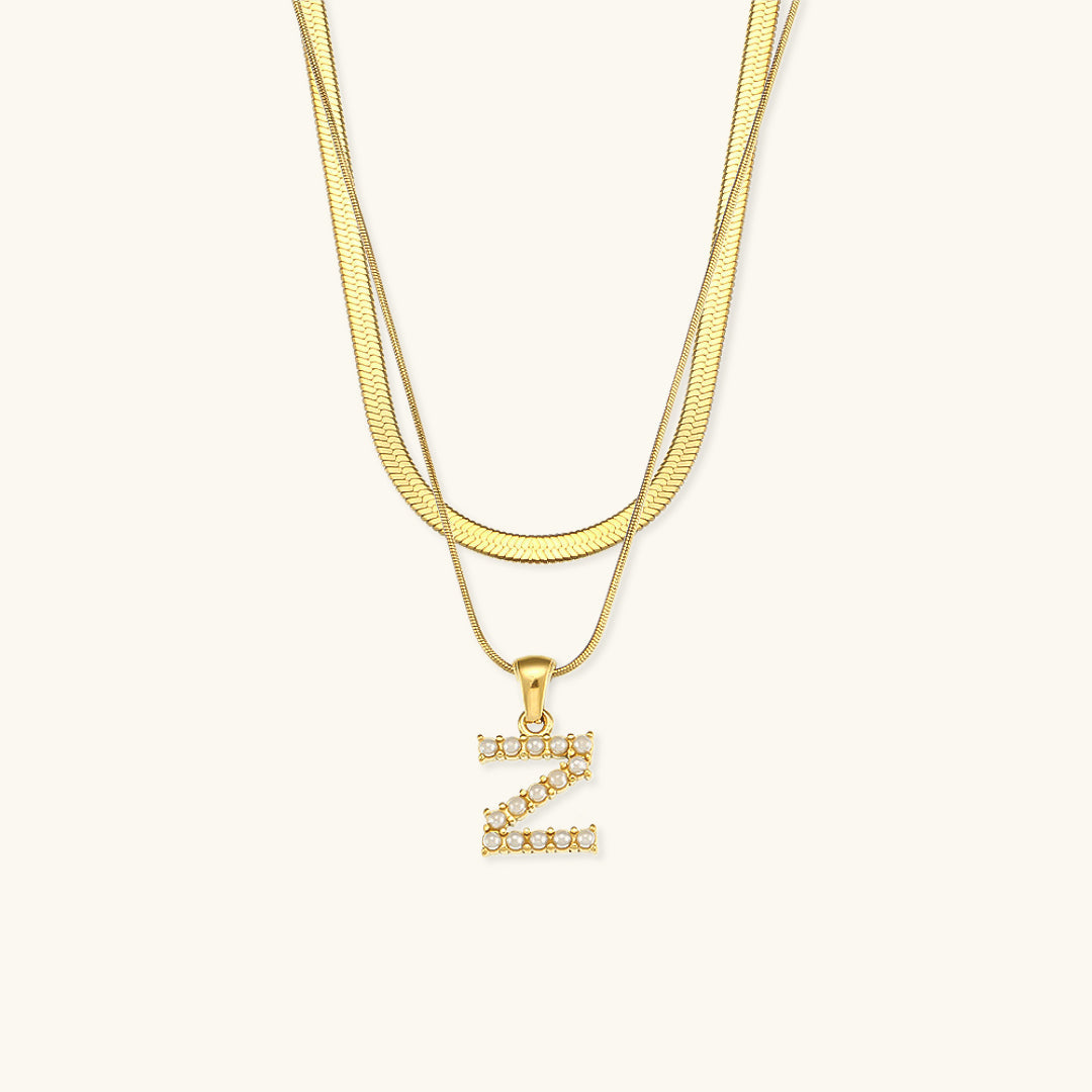 Fiona Layered Gold Initial Letter Necklace